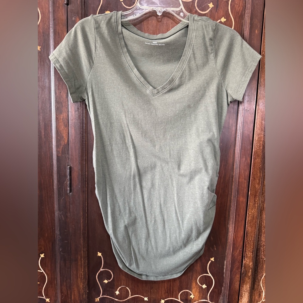 Motherhood Green Fitted Short Sleeve Tee